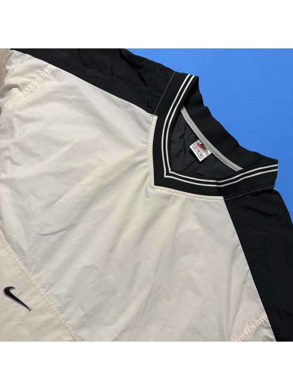 Vintage Nike Windbreaker Jacket Mens XL White V-Neck Pullover Center Swoosh